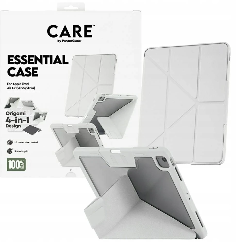 „Panzer Glass Care by PanzerGlass“ Y formos sulankstomas dėklas, skirtas „iPad Air 13“ (2024 / 2025) – šviesiai pilkos spalvos