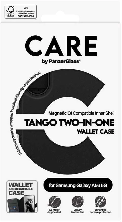 Panzer Glass CARE by PanzerGlass Tango 2-in-1 dėklas su pinigine ir MagSafe palaikymu, skirtas Samsung Galaxy A56 – juodas