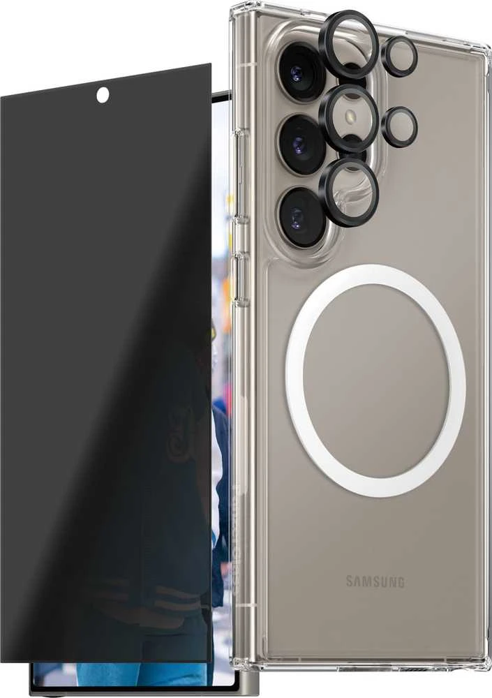 Panzer Glass Apsauginis rinkinys CARE by PanzerGlass Flagship 3in1 dėklas+apsauginis stiklas su privatumo filtru+kameros apsauga Samsung Galaxy S25 Ultra