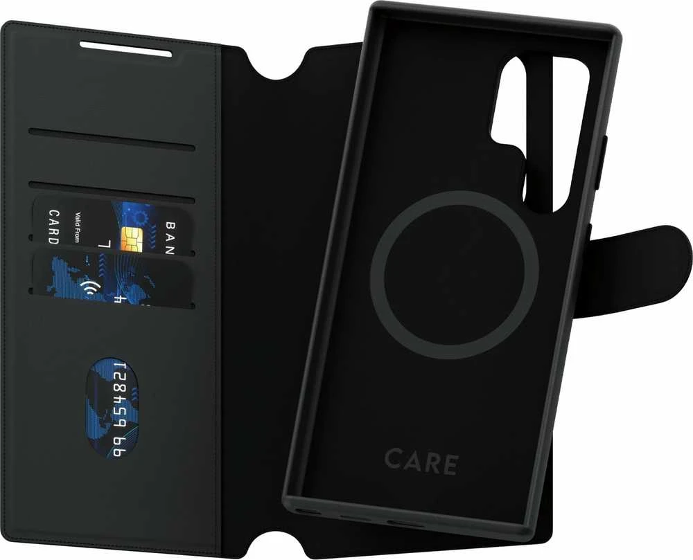 Dėklas Panzer Glass CARE by PanzerGlass Feature Case Tango Du viename piniginė Qi Suderinamas Samsung Galaxy S25 Ultra, Juodas