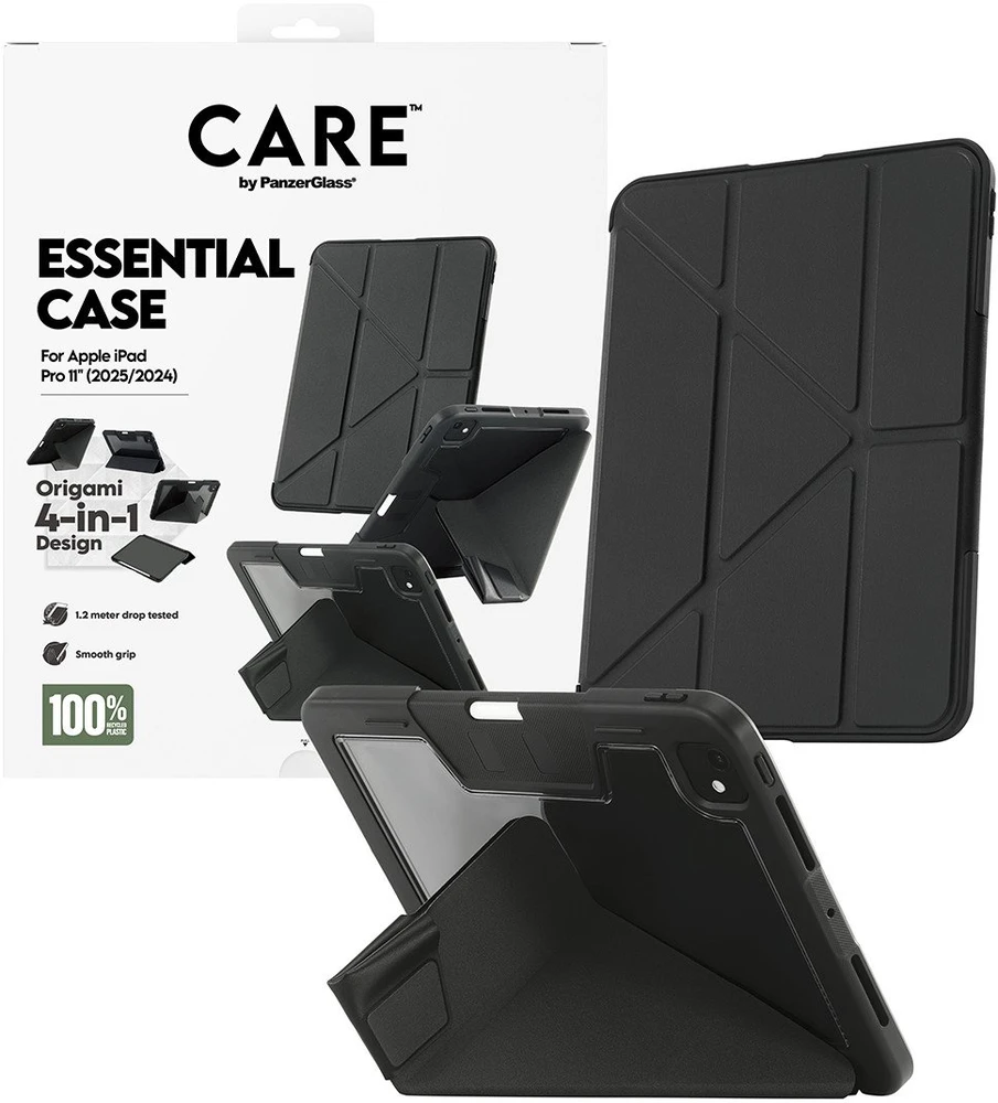 „Panzer Glass Care by PanzerGlass“ Y formos sulankstomas dėklas, skirtas „iPad Pro 11“ (2025 / 2024) - juodas