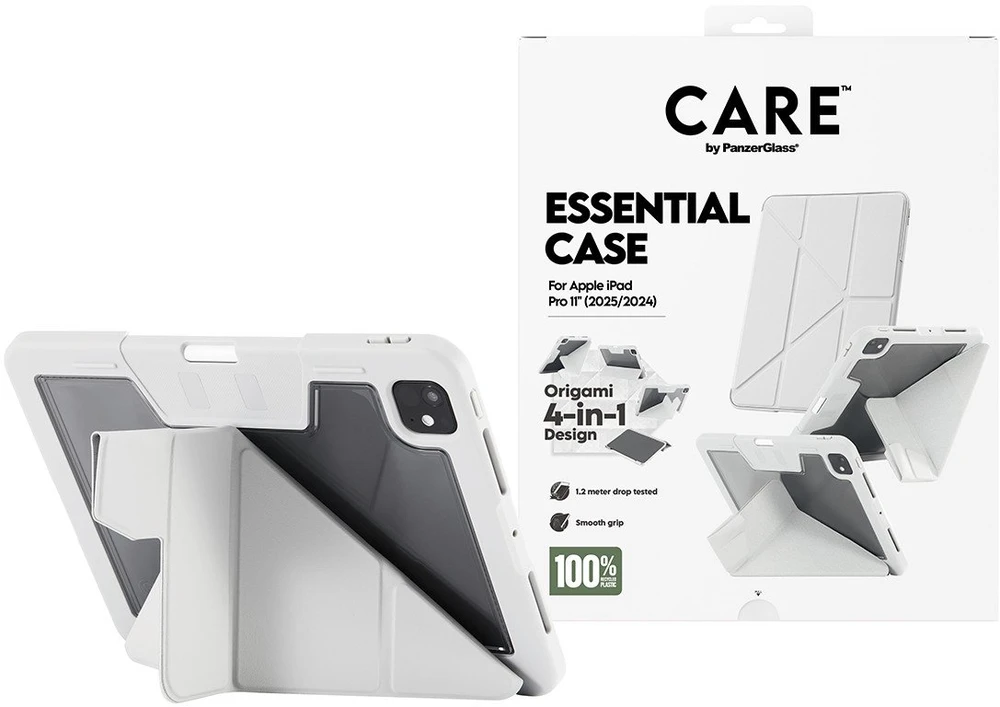 „Panzer Glass Care by PanzerGlass“ Y formos sulankstomas dėklas, skirtas „iPad Pro 11“ (2025 / 2024) – šviesiai pilkos spalvos