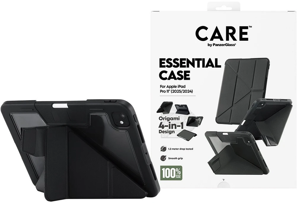 „Panzer Glass Care by PanzerGlass“ Y formos sulankstomas dėklas, skirtas „iPad Pro 11“ (2025 / 2024) - juodas