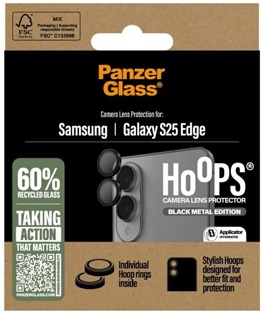 Panzer Glass Apsauginis stiklas skirtas Camera Lens PanzerGlass Hoops Lens Protector skirtas Samsung Galaxy S25 Edge Juodas