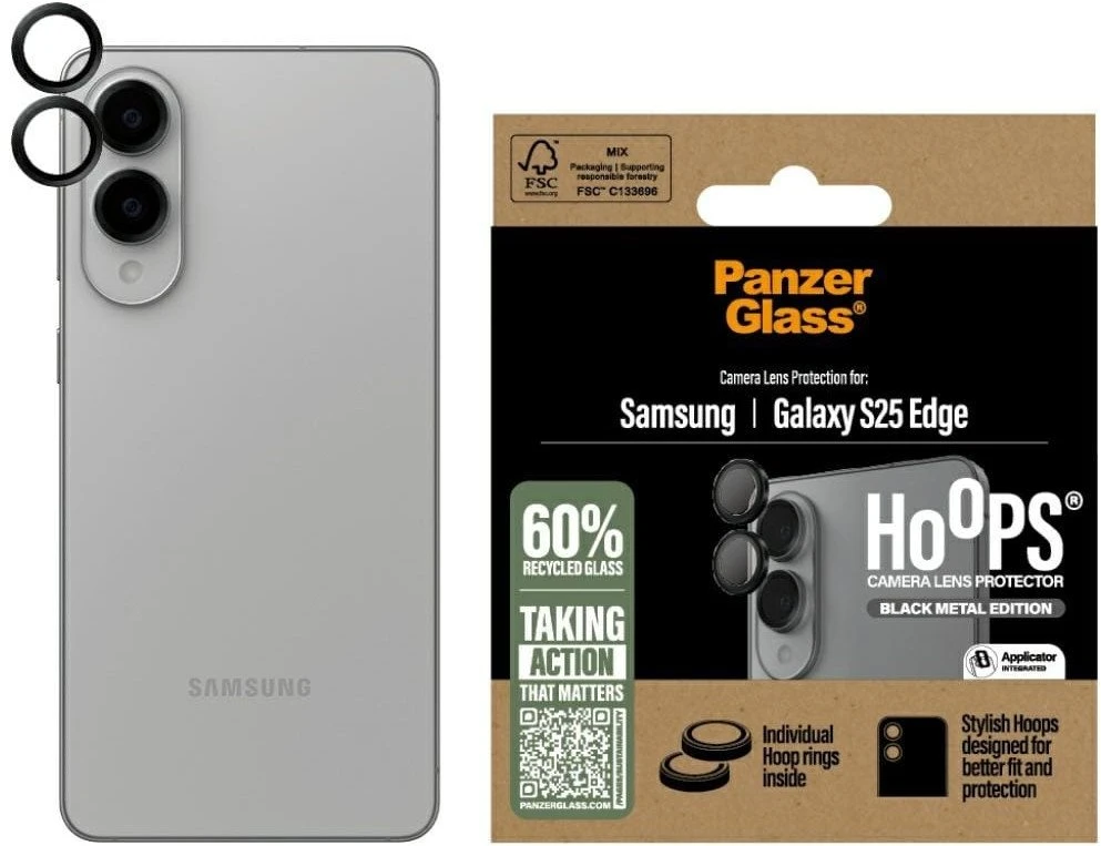 Panzer Glass Apsauginis stiklas skirtas Camera Lens PanzerGlass Hoops Lens Protector skirtas Samsung Galaxy S25 Edge Juodas
