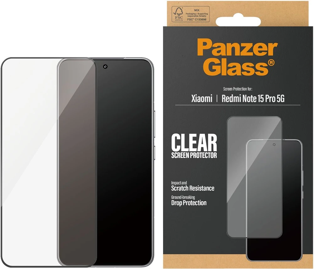 Panzer Glass „PanzerGlass“ itin plataus diagonalo grūdintas stiklas, skirtas „Xiaomi Redmi Note 15 Pro 5G“