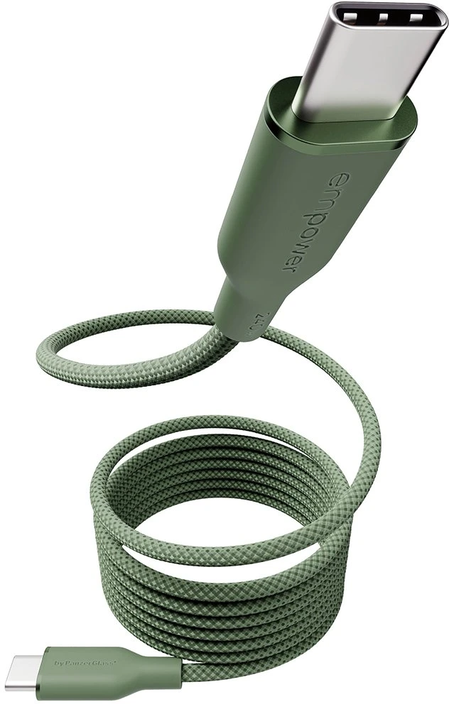Panzer Glass Kabelis USB PanzerGlass Empower by Magnetic 240W USB-C do USB-C 1.5m žalia