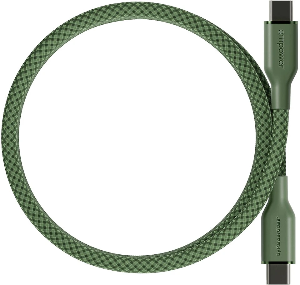 Panzer Glass Kabelis USB PanzerGlass Empower by Magnetic 240W USB-C do USB-C 1.5m žalia