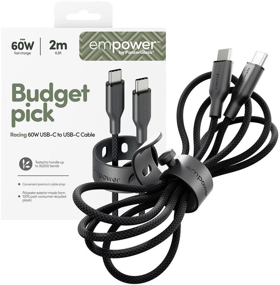 Panzer Glass Kabelis USB PanzerGlass USB-C - USB-C 2 m Juodas (EM94057)