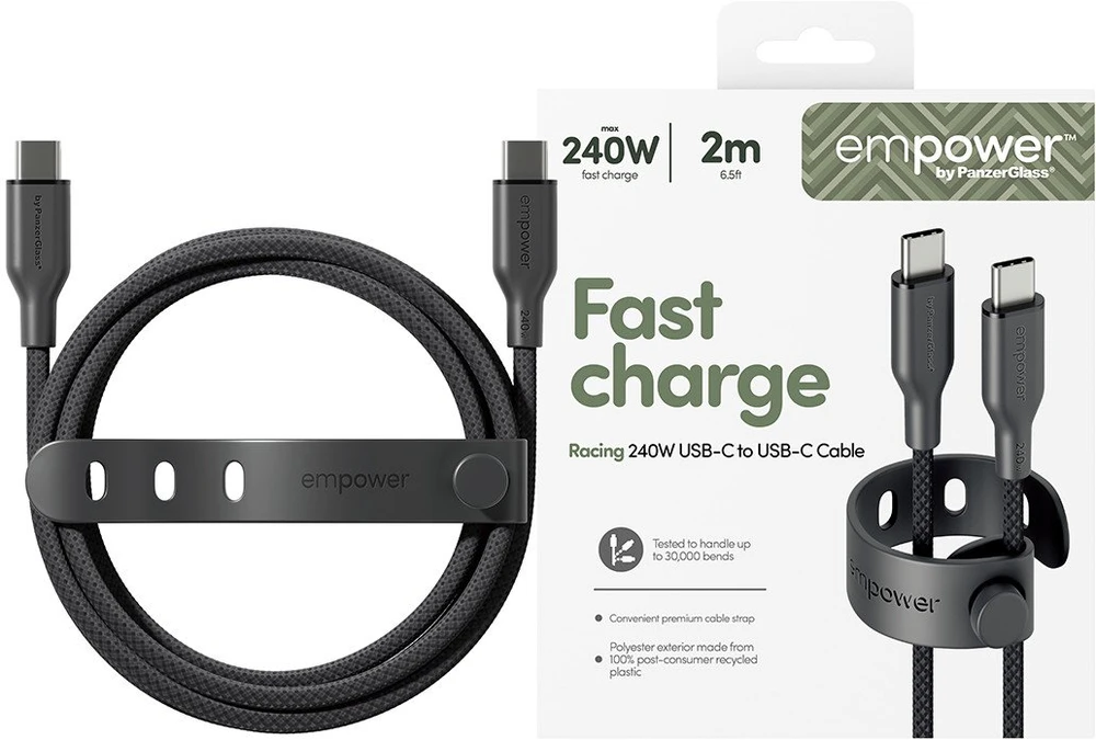 Panzer Glass Kabelis USB PanzerGlass USB-C - USB-C 2 m Juodas (EM32448)