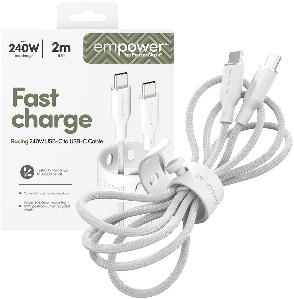 Panzer Glass Kabelis USB PanzerGlass USB-C - USB-C 2 m Baltas (EM86681)