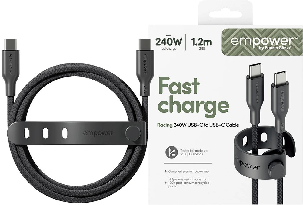 Panzer Glass Kabelis USB PanzerGlass USB-C - USB-C 1.2 m Juodas (EM64861)