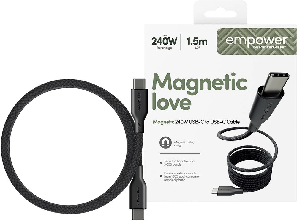 Panzer Glass Kabelis USB PanzerGlass USB-C - USB-C 1.5 m Juodas (EM68208)