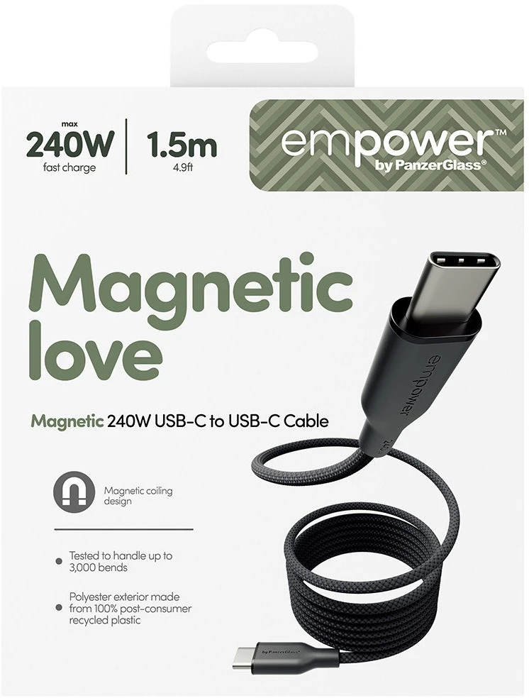 Panzer Glass Kabelis USB PanzerGlass USB-C - USB-C 1.5 m Juodas (EM68208)