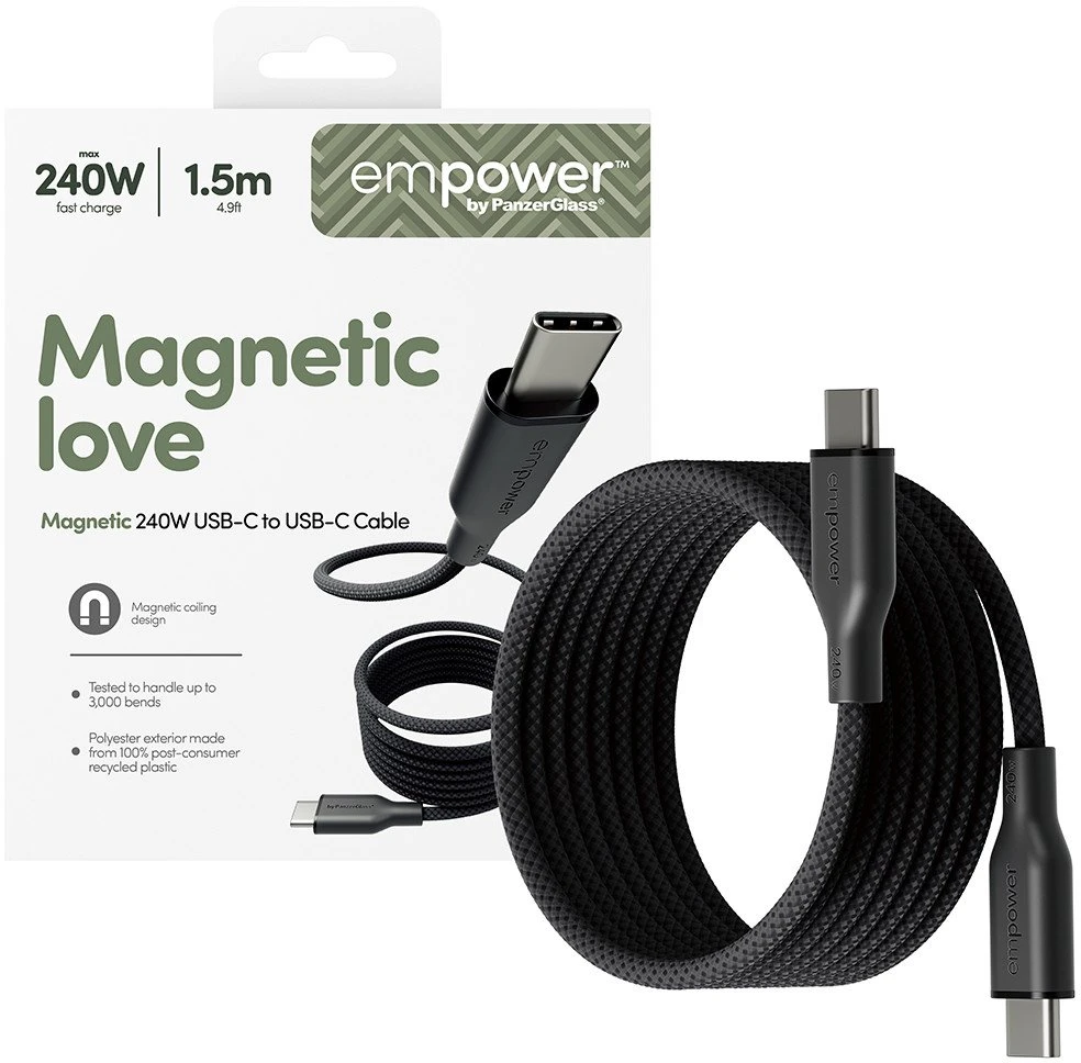 Panzer Glass Kabelis USB PanzerGlass USB-C - USB-C 1.5 m Juodas (EM68208)