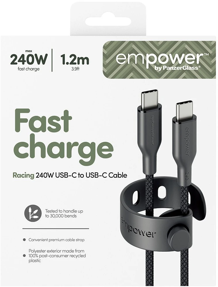 Panzer Glass Kabelis USB PanzerGlass USB-C - USB-C 1.2 m Juodas (EM64861)