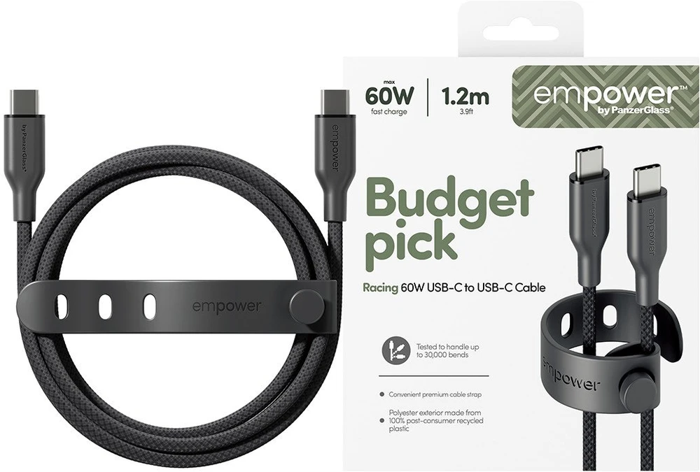Panzer Glass Kabelis USB PanzerGlass USB-C - USB-C 1.2 m Juodas (EM92155)