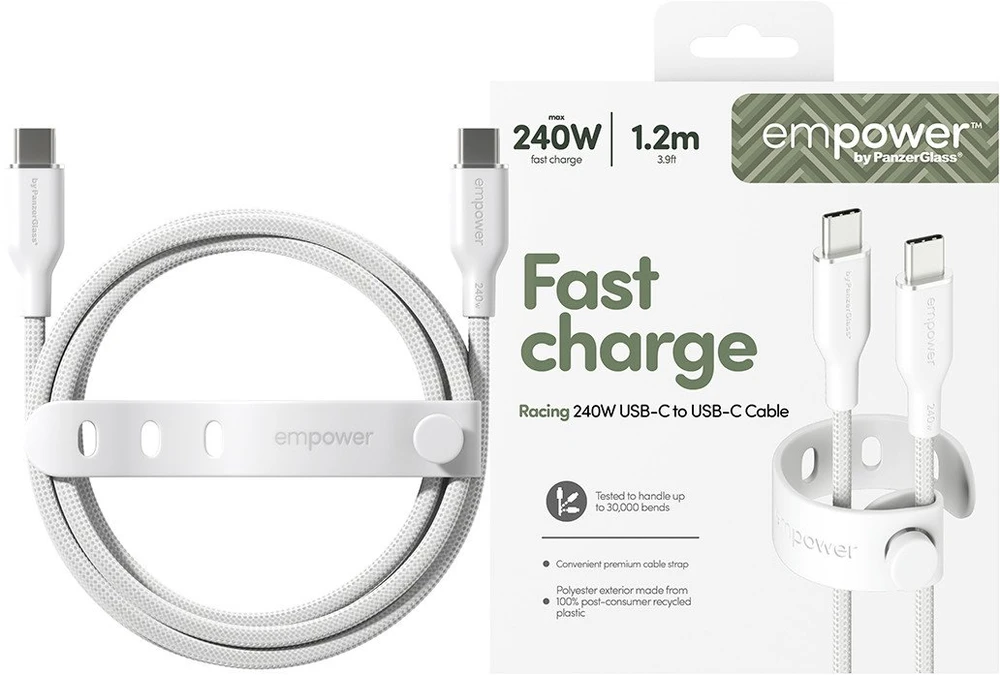 Panzer Glass Kabelis USB PanzerGlass USB-C - USB-C 1.2 m Baltas (EM77569)