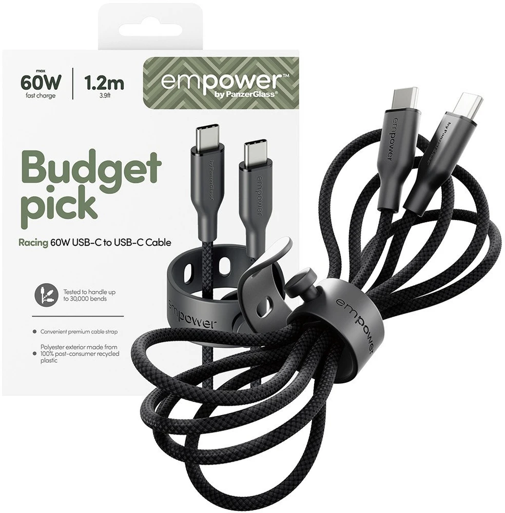 Panzer Glass Kabelis USB PanzerGlass USB-C - USB-C 1.2 m Juodas (EM92155)