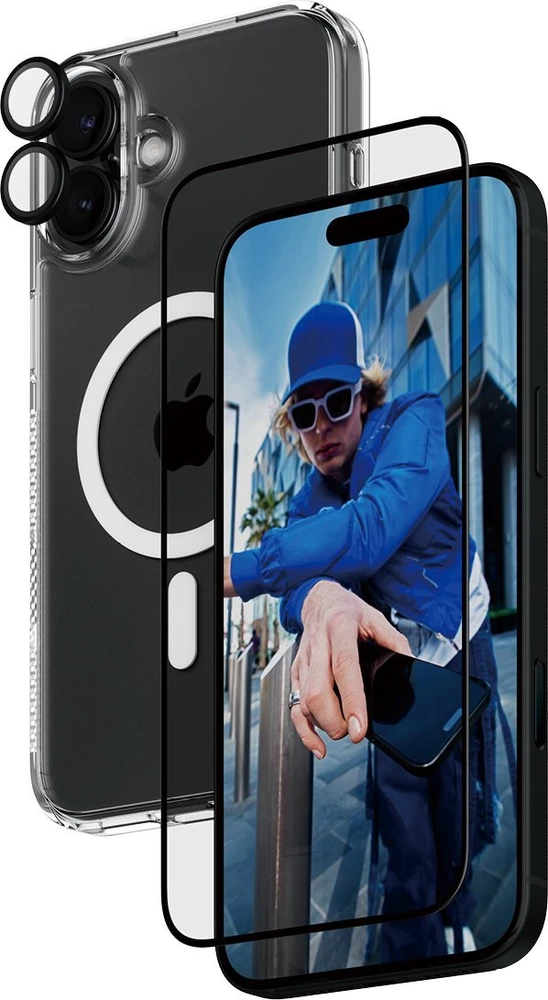 Panzer Glass PanzerGlass Bundle 3in1 Apple iPhone 16 Plus 6.7" D3O kietas dėklas + ekrano apsauga UWF+ objektyvas B1293+2863+1283