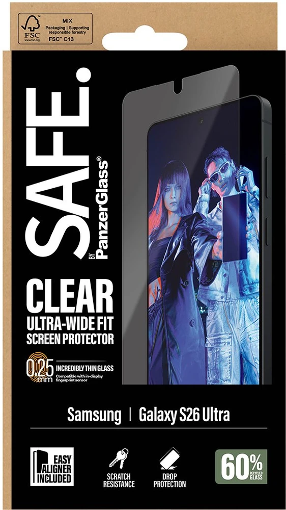 Panzer Glass „PanzerGlass SAFE. by ®“ ekrano apsauga „Samsung Galaxy S26 Ultra“ | Itin plataus kampo su „EasyAligner“, „Samsung“, „Samsung“ – „Galaxy S26 Ultra“, Sausas klijavimas, Atsparus įbrėžimams, Atsparus smūgiams, Permatomas, 1 vnt.