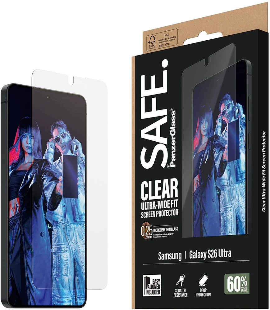 Panzer Glass „PanzerGlass SAFE. by ®“ ekrano apsauga „Samsung Galaxy S26 Ultra“ | Itin plataus kampo su „EasyAligner“, „Samsung“, „Samsung“ – „Galaxy S26 Ultra“, Sausas klijavimas, Atsparus įbrėžimams, Atsparus smūgiams, Permatomas, 1 vnt.