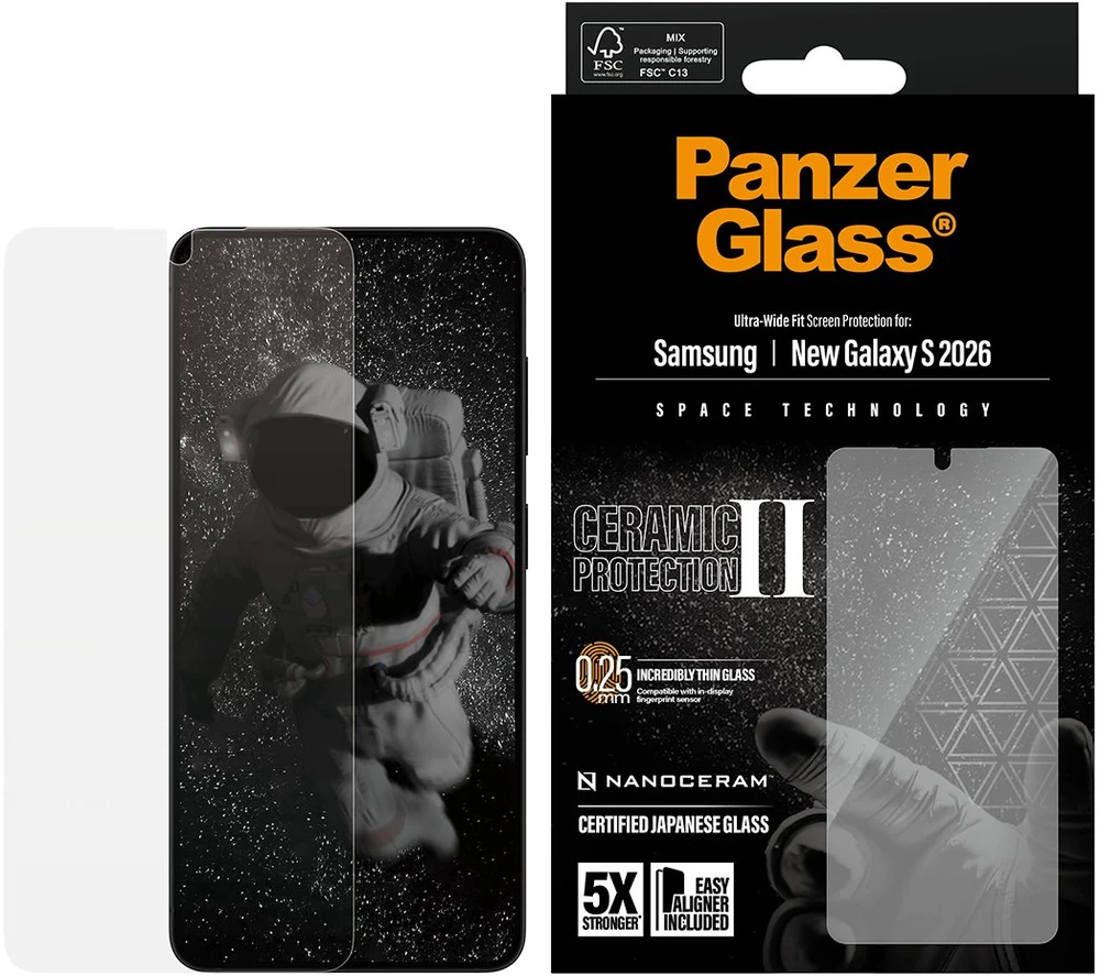 Panzer Glass PanzerGlass Apsauginis stiklas PanzerGlass Ceramic Screen Protector Samsung Galaxy S26 | U-Wide Fit w. EasyAligner