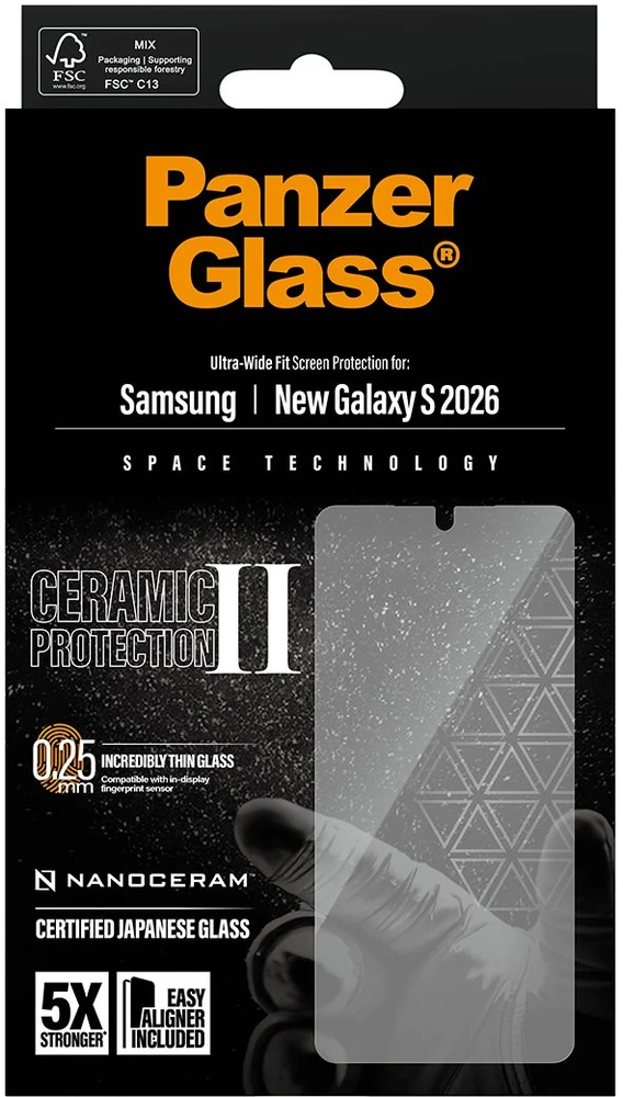 Panzer Glass PanzerGlass Apsauginis stiklas PanzerGlass Ceramic Screen Protector Samsung Galaxy S26 | U-Wide Fit w. EasyAligner