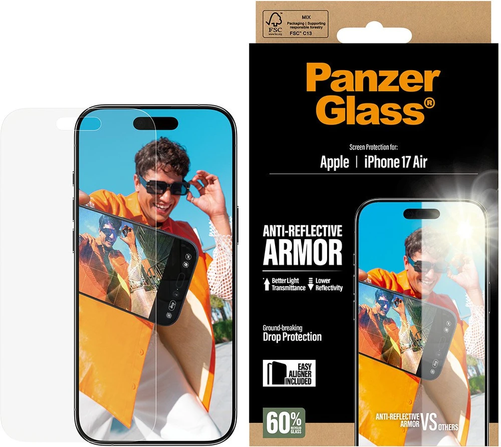 Panzer Glass Grūdintas stiklas PanzerGlass Armor Anti-Reflective EasyAligner do iPhone Air