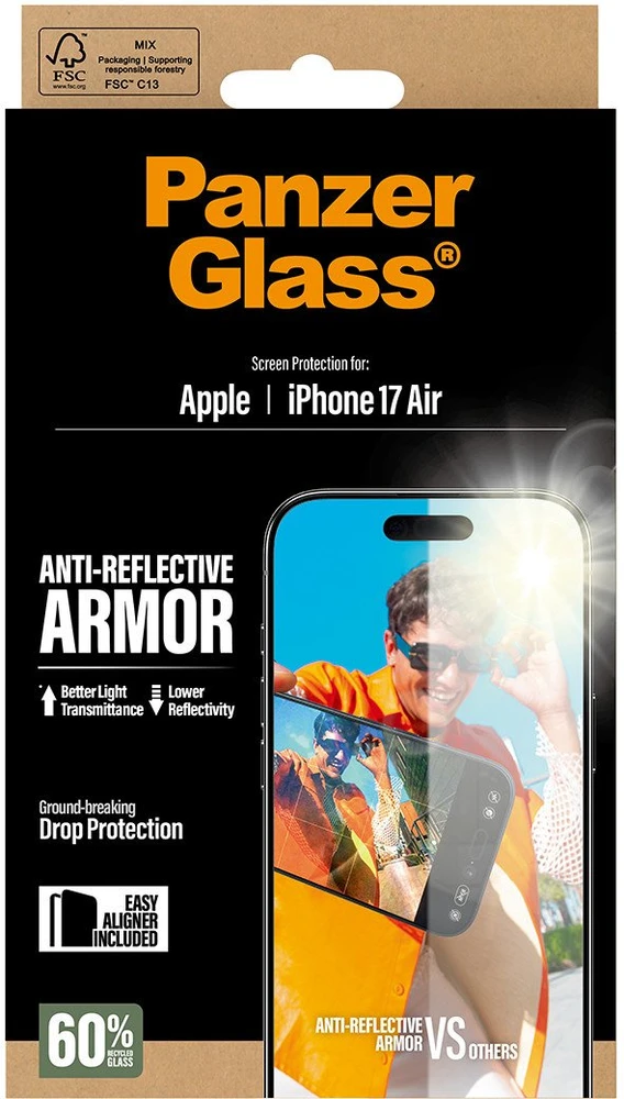 Panzer Glass Grūdintas stiklas PanzerGlass Armor Anti-Reflective EasyAligner do iPhone Air