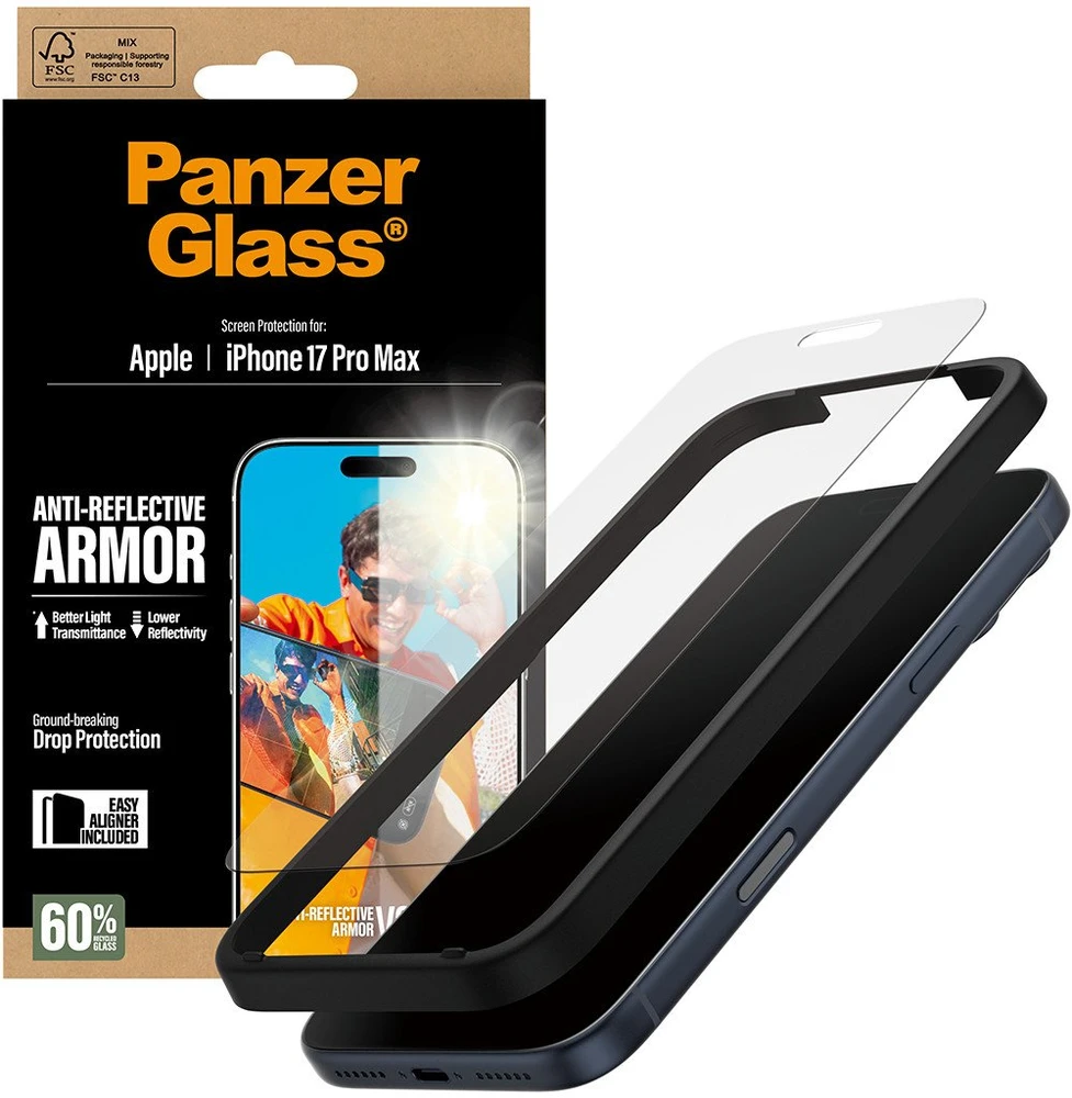Panzer Glass Grūdintas stiklas PanzerGlass Armor Anti-Reflective EasyAligner do iPhone 17 Pro Max