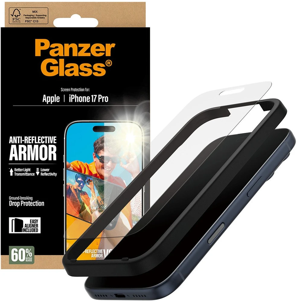 Panzer Glass Grūdintas stiklas PanzerGlass Armor Anti-Reflective EasyAligner do iPhone 17 Pro
