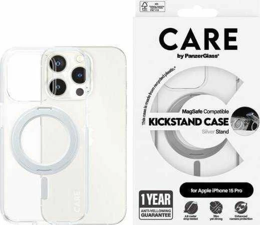 Panzer Glass Care by PanzerGlass Kickstand MagSafe Apple iPhone 15 Pro - dėklas telefonui sidabro spalvos