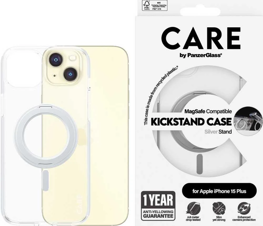 Panzer Glass CARE by PanzerGlass Kickstand MagSafe Apple iPhone 15 Pro Max - dėklas telefonui sidabro spalvos