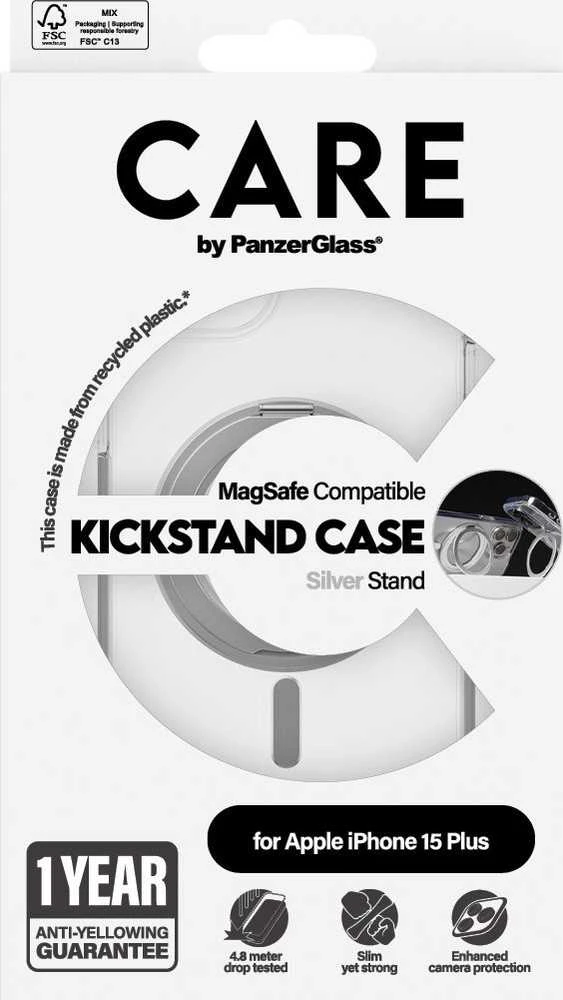 Panzer Glass CARE by PanzerGlass Kickstand MagSafe Apple iPhone 15 Pro Max - dėklas telefonui sidabro spalvos