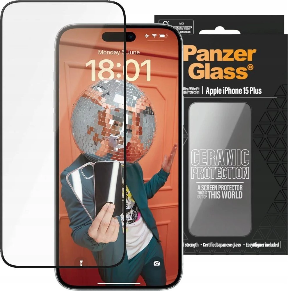 Panzer Glass PanzerGlass | Ekrano apsauga | Apple | iPhone 15 Plus | polietileno tereftalatas (PET); Stiklas; Keramika | Skaidrus | Itin platus pritaikymas w. EasyAlignerr