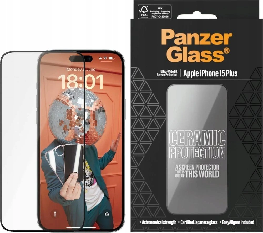 Panzer Glass PanzerGlass | Ekrano apsauga | Apple | iPhone 15 Plus | polietileno tereftalatas (PET); Stiklas; Keramika | Skaidrus | Itin platus pritaikymas w. EasyAlignerr
