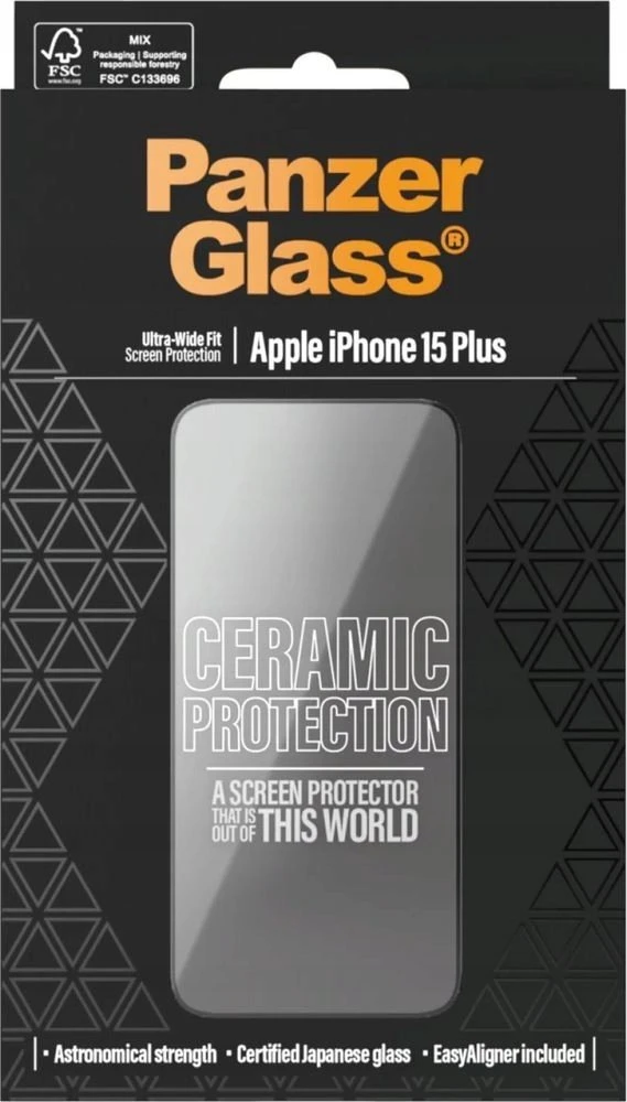 Panzer Glass PanzerGlass | Ekrano apsauga | Apple | iPhone 15 Plus | polietileno tereftalatas (PET); Stiklas; Keramika | Skaidrus | Itin platus pritaikymas w. EasyAlignerr
