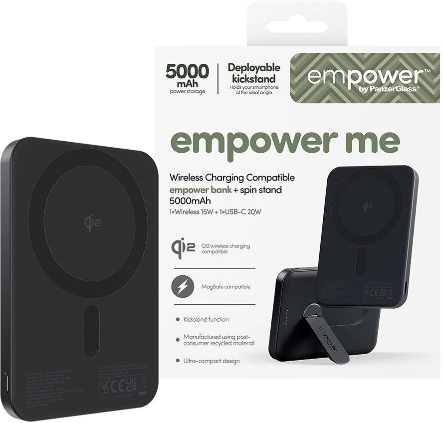 Panzer Glass Powerbank PanzerGlass Empower w. Spin Stand 5000 mAh Juodas (EM23165)
