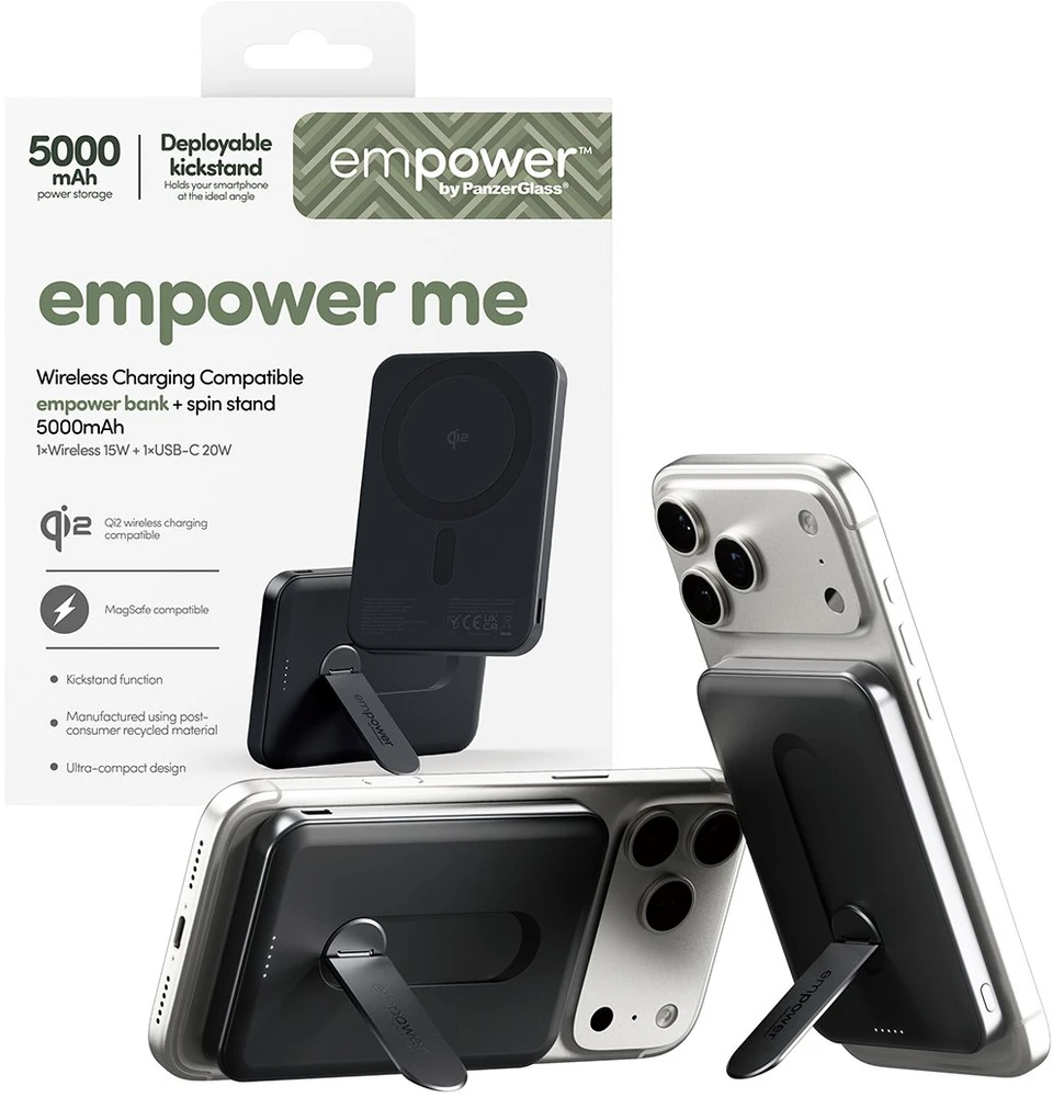 Panzer Glass Powerbank PanzerGlass Empower w. Spin Stand 5000 mAh Juodas (EM23165)