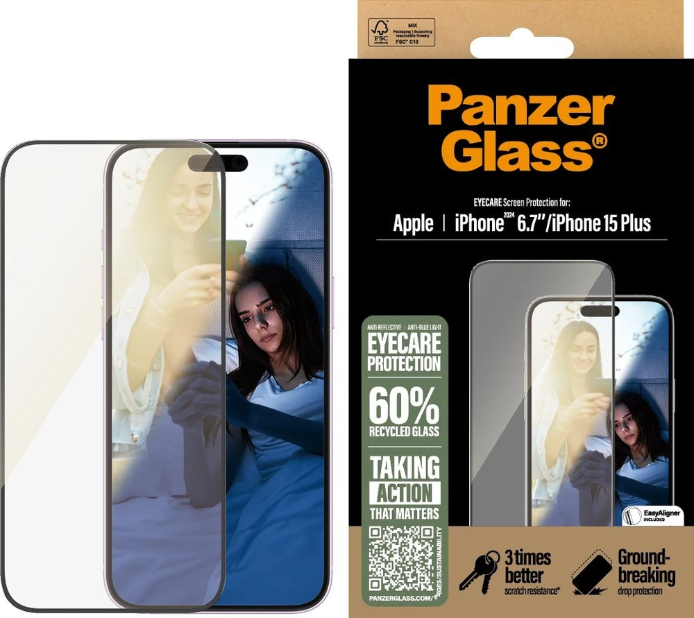 Panzer Glass PanzerGlass EyeCare ekrano apsauga Apple iPhone 16 Plus 6.7" Itin platus pritaikymas 2867