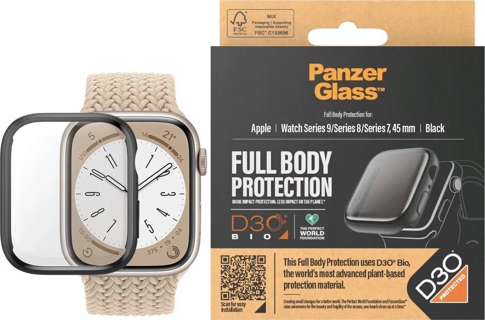 Panzer Glass PanzerGlass Full Body dėklas Apple Watch 7 45mm - juodas