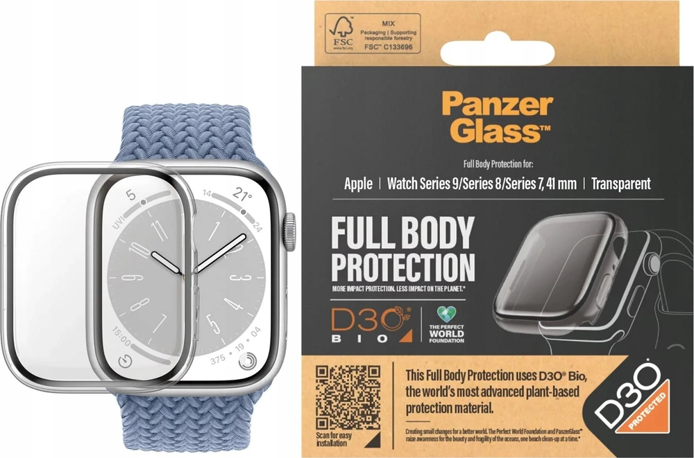Panzer Glass PanzerGlass Full Body dėklas Apple Watch 7 41mm - skaidrus