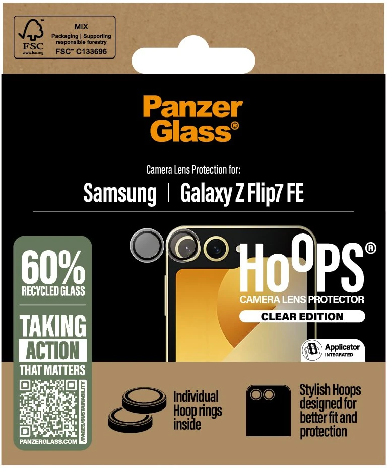 Panzer Glass „PanzerGlass Hoops“ grūdinto stiklo ekrano apsauga, skirta „Samsung Galaxy Z Flip7 FE“