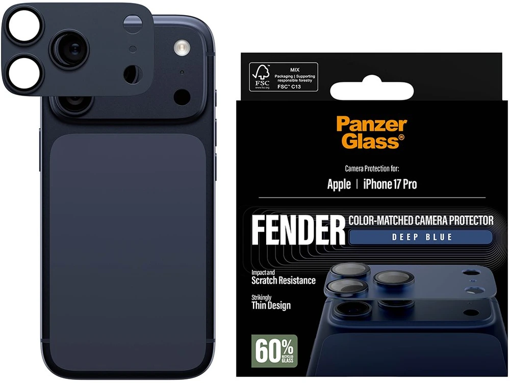 „Panzer Glass PanzerGlass Fender“ kameros apsauga, skirta „iPhone 17 Pro“ - Mėlyna
