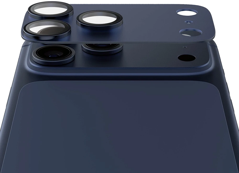 „Panzer Glass PanzerGlass Fender“ kameros apsauginis grūdinto stiklo objektyvo ekrano apsauginis dėklas, skirtas „iPhone 17 Pro Max“ - Mėlyna