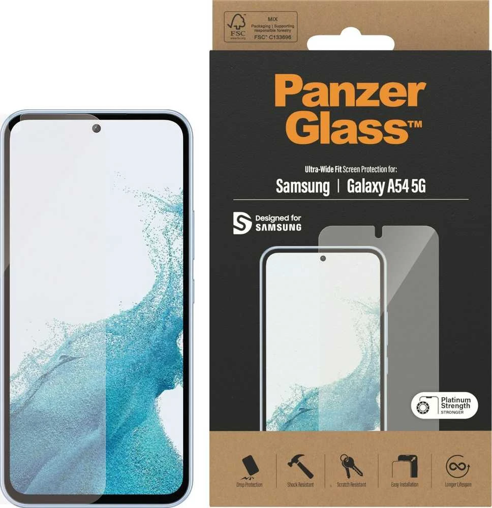 Panzer Glass PREMIUM TEMPERED biometrinio stiklo ekrano apsauga visas dangtelis, skirtas Samsung Galaxy A54 5G UWF