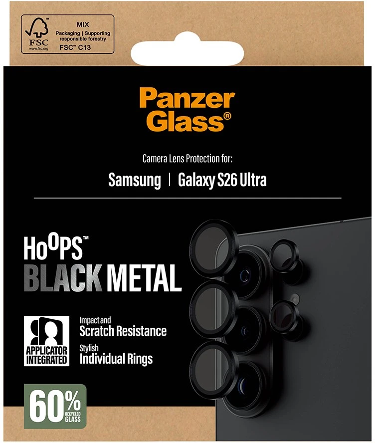 Panzer Glass PanzerGlass Grūdintas stiklas na objektyvas PanzerGlass Hoops Lens Protector do Samsung Galaxy S26 Ultra juoda