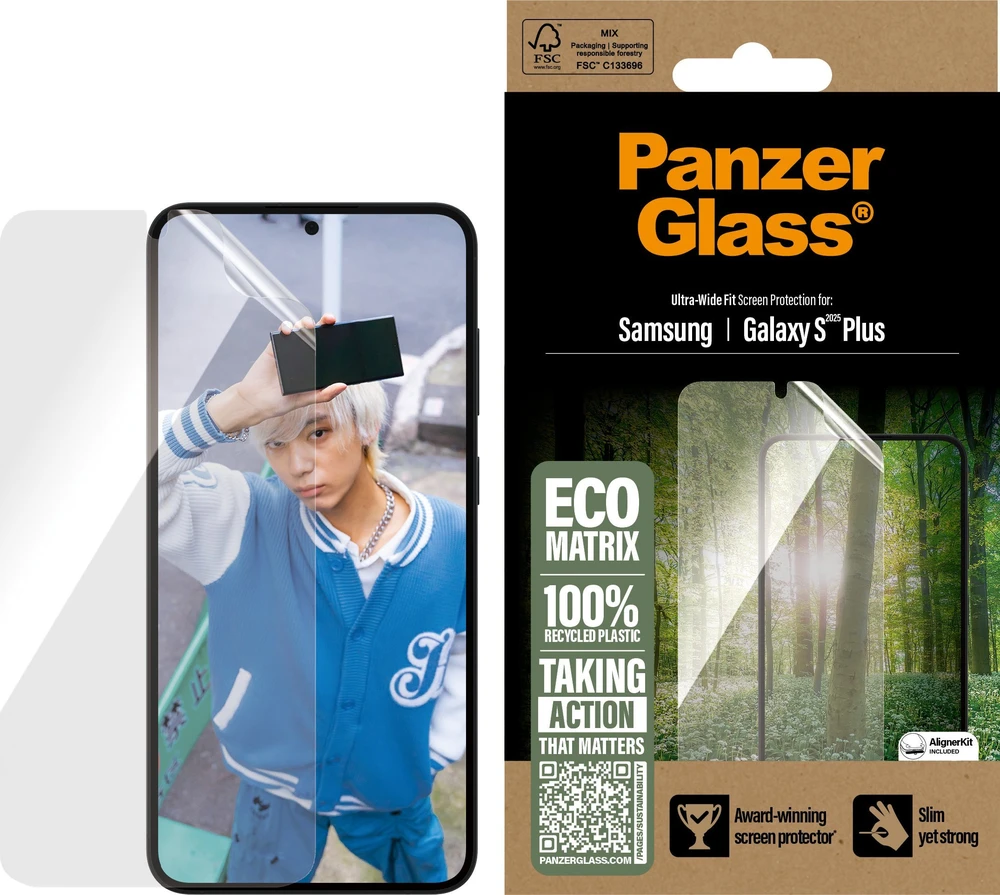 Panzer Glass PanzerGlass Eco Matrix Ultra-Wide Fit grūdintas stiklas, skirtas Samsung Galaxy S25 Plus