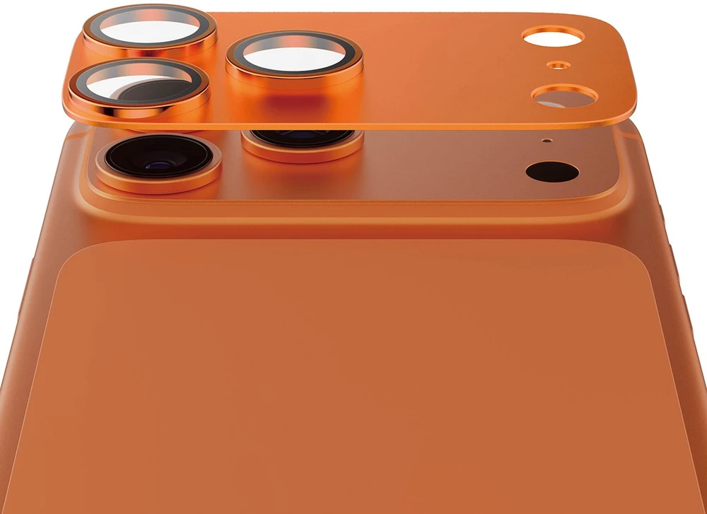 „Panzer Glass PanzerGlass Fender“ kameros apsauga su grūdinto stiklo lęšiu, skirta „iPhone 17 Pro“ - oranžinis